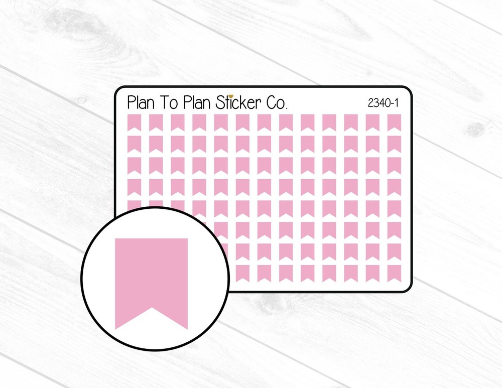 2340-1~~Pink Mini Flags Planner Stickers.