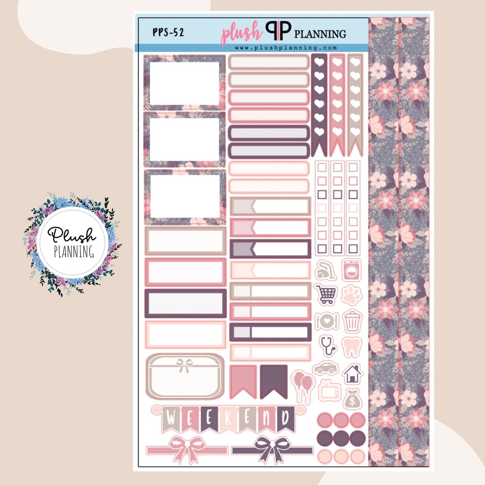 Soft Pretty Floral Design Planner Stickers Sampler, Floral Pattern Design