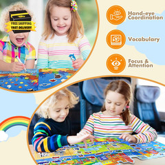 Reusable Jelly Sticker Books for Toddlers, 3D Waterproof Sticker Books, Travel T