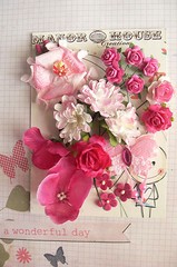 ROSE & Lt PINK Mix & BUTTERFLY 21 Flowers 9Styles PAPER SILK Flowers15-55mmA HH3