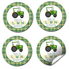 Green and Yellow Tractor Thank You Sticker Labels Thanks for Plowing By, 40 2…