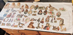Fantastic Lot Antique Die Cut Scraps Dogs Cats Horses Children Birds 1800s