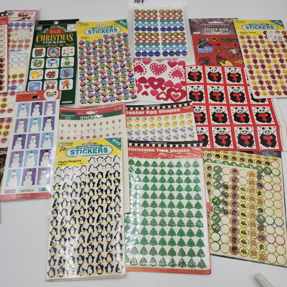 Lot VINTAGE Stickers mini reward Fall Halloween Christmas Hallmark school