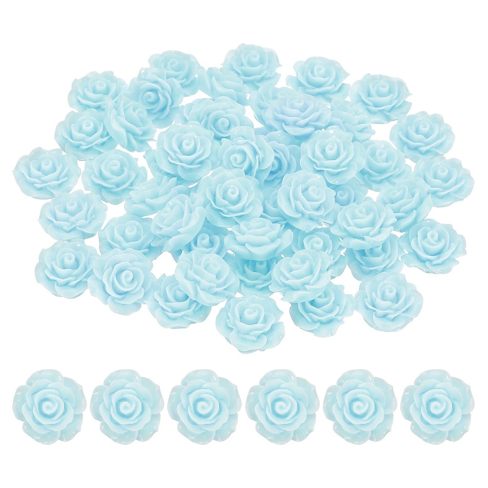 20mm Rose Flower Resin Cabochon, 50 Pcs Mini Rose Flower Resin, Lake Blue