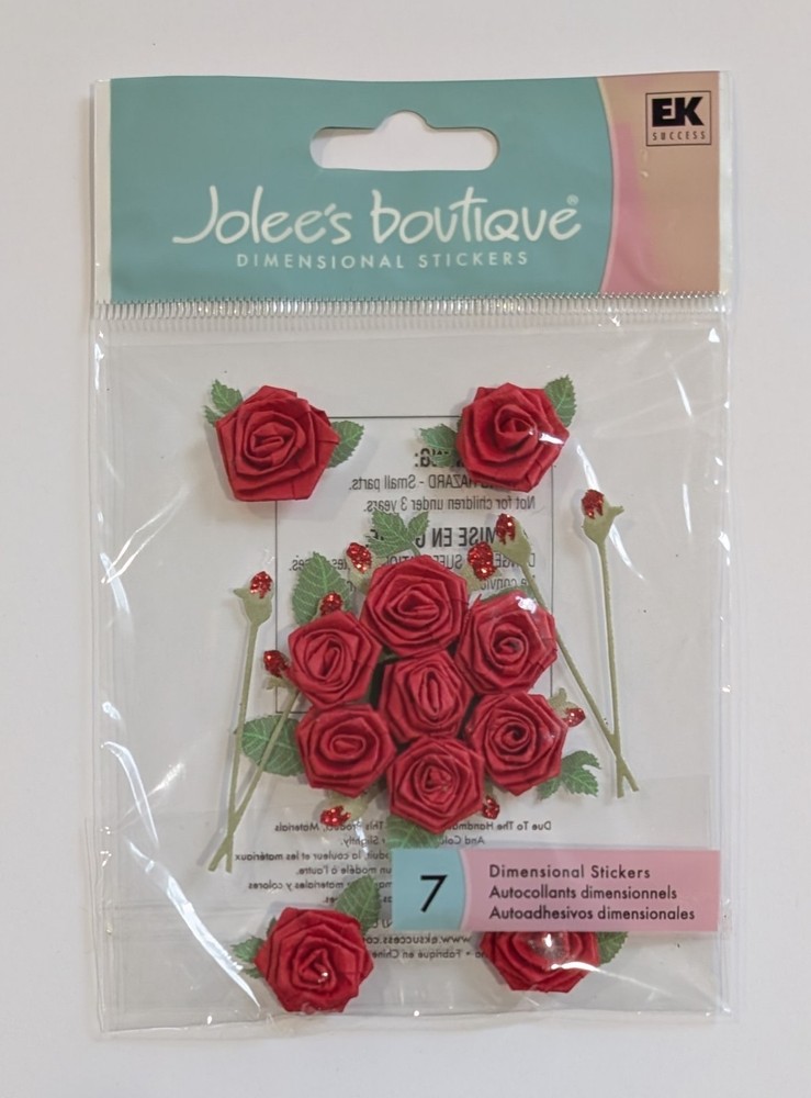 VERY RARE Jolee’s Rose Blooms Red Roses Flowers Scrapbooking Stickers