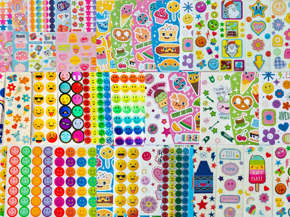 20 Happy Face Good Vibes Sticker Set Food Fruit Dessert Smiley Faces Cartoon Art