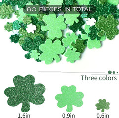 St. Patrick’s Day Foam Stickers Green Shamrock Clover Glitter Stickers Irish Clo