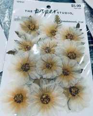 THE PAPER STUDIO FLORAL EMBELLISHMENTS 3 SETS OF FLOWERS AND ONE SET OF LEAVES