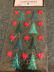 CHRISTMAS PAPER CRAFTS STICKERS TREE PUFFY POINSETTIA CHRISTMAS TREES PUFFY 20PC