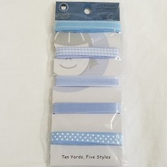 NEW Lot 3 Li’l Davis Designs Ribbon Gingham Polka Dot Solid Blue Pink Red -B