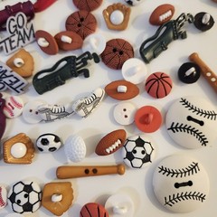 UNUSED Decorative Buttons SPORTS Baseball Golf Soccer Crafts Sewing Scrapbook