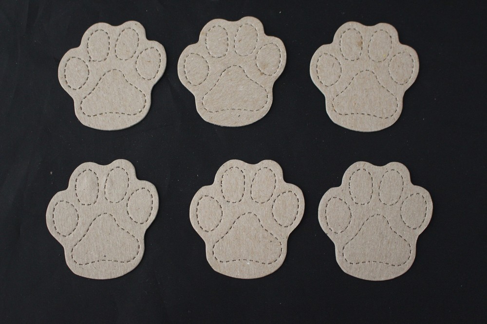 Dog Paw Print Bare Chipboard 6 Die Cuts Embellishments Pet