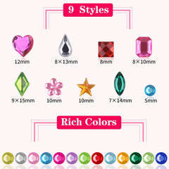 407Pcs Gem Stickers Crafts for Kids, Self Adhesive Jewel Stickers, Acrylic Bling