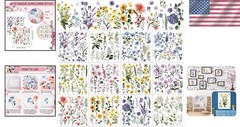 Creative 12-Piece Fresh Flower Rub-On Transfers for DIY Décor – 5.5 x 5.7 Inches