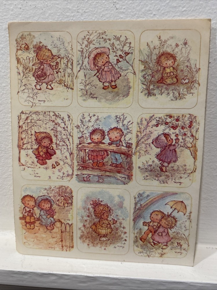Rare Vintage Mary Hamilton Adorable Children Sticker Sheet 9 Stickers