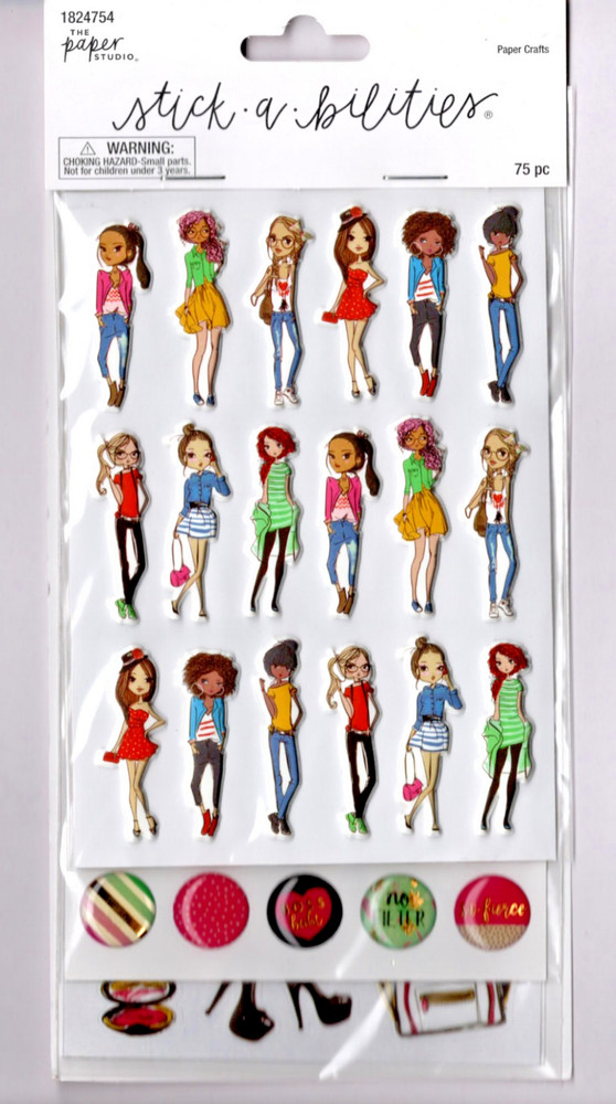Stick-a-bilities GIRLFRIENDS (75pc) PUFFY EPOXY HOLOGRAM STICKERS 3 SHEETS