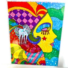 Psychedelic Unicorn Prism Sticker Retro 70s Pop Art Surrealist Decal