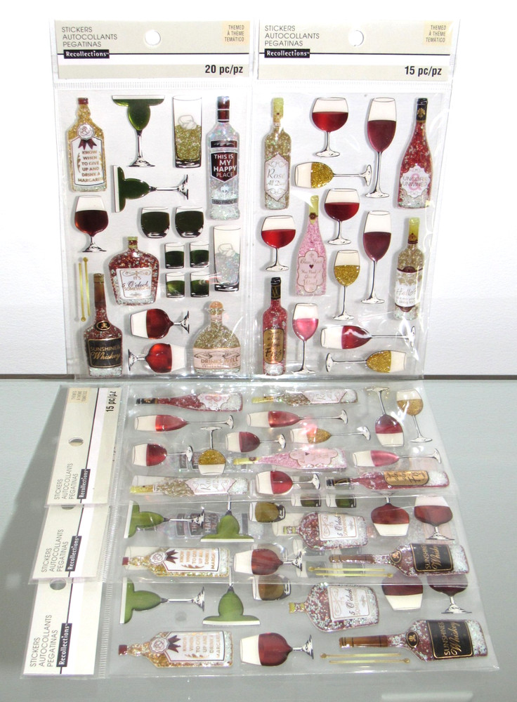 NEW PEGATINAS RECOLLECTIONS ALCOHOL MARGARITA WINE BOTTLE THEME 3D STICKER LOT