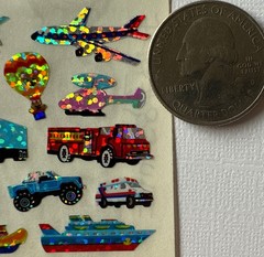 TINY TRANSPORTATION Prismatic Stickers(12pc)Sandylion •Airplane•Ship•Card Making