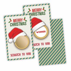 Merry Christmas Scratch Off Cards with Stickers – Santa Hat Scratch to Win Ga…
