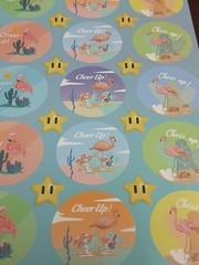 New Scratch and Sniff Gardenia Scented Flamingo CHEER UP! stickers sheet