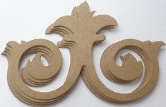 {12} CROWN SCROLL FLOURiSH – Bare Chipboard Die Cuts – 5″