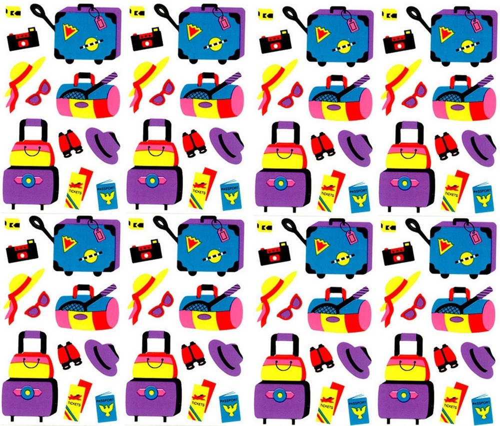 Mrs Grossman’s Luggage Travel Tickets Passport Scrapbook Stickers 4 Strips!