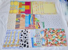 LOT OF 37 WHOLE LOOSE SCRAPBOOKING PAPER PAPERS SCRAPBOOK + NICE & CUTE VARIETY