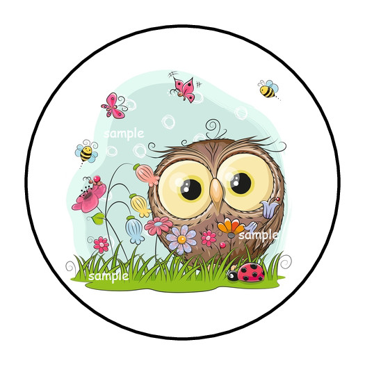 30 ADORABLE OWL AND BUTTERFLIES STICKERS ENVELOPE SEALS LABELS 1.5″ ROUND FLORAL