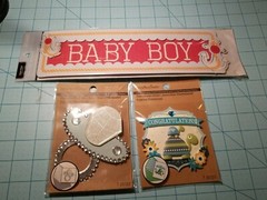 Baby Boy Themed Scrapbooking Embellishments: Set Of 3 Detailed Items – Brand NEW
