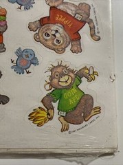 Vintage 80s Shirt Tales Fuzzy Flocked Stickers Hallmark TV Cartoons Scrapbook