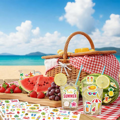 30 Sheets Summer Stickers, Adhesive 388Pcs Ocean Beach Stickers Bulk for Summer