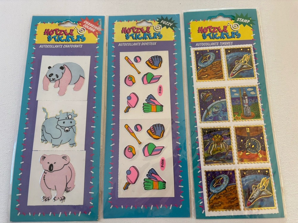 Vintage Hotzee Stickers Lot Of 3 Changing Colour – Fuzzy – Stamp New Sealed