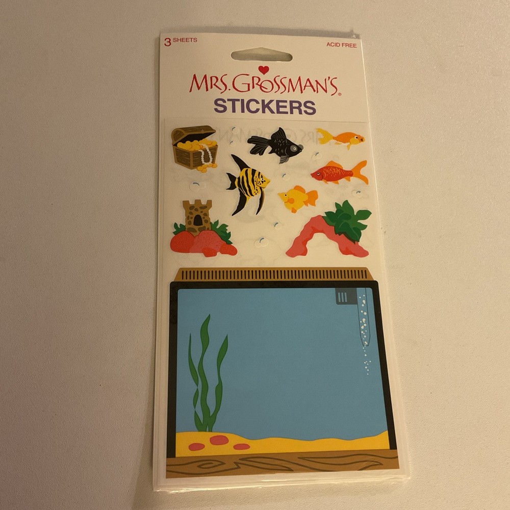 Vintage Mrs Grossman’s Giant Fish Tank Stickers – 3 sheets, acid free 2003 NOS