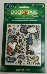 Duck Tape Accents Rub On Transfers 34 Transfers/Page Peel off Hearts/Stars/Cloud
