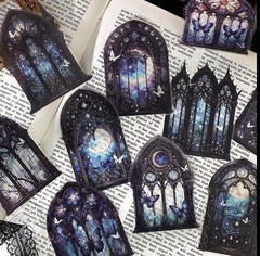 10PC XXL P.E.T. Stained Glass Church Window Stickers-Mixed Pack -DIY Crafts
