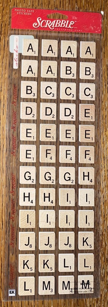 RARE Hasbro Sticko Large Scrabble Letters Crossword Game Board Scrapbook Sticker