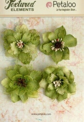 Burlap Flowers PISTACHIO Approx 4 x 55 to 60mm across & varied centres Petaloo C