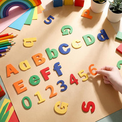 310 Pieces Felt Letter Stickers with Numbers for Bulletin Board Classroom (Rainb