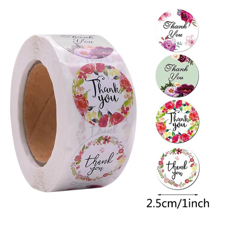 500pcs/1 Roll Stickers Thank You Self-Adhesive Sealing For Gift Box Envelope NEW