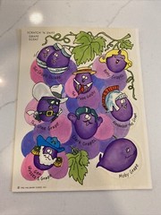 Hallmark Silly Scents Grape Scratch Sniff 1983 Famous Grapes RARE One Sheet