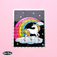Miss Midie Prism Midnight Rainbow Unicorn Die Cut Vending Sticker – My Artwork