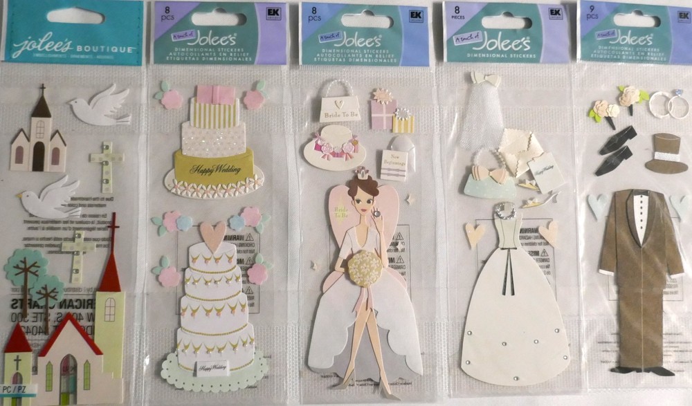 RARE! FROM THE BRIDAL SHOWER TO THE CHURCH ! 5 RARE PACKS BY JOLEE’S .