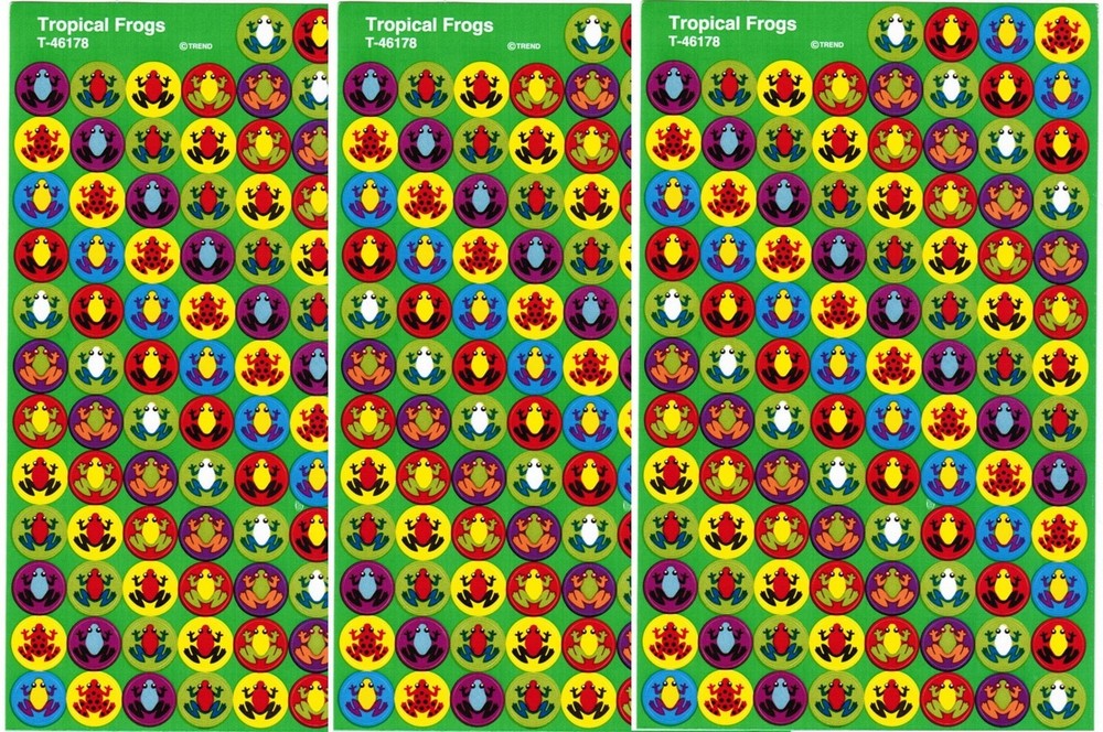 3 New sheets MINI Tropical FROGS 300 Scrapbook Stickers!