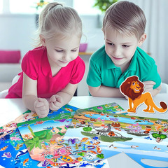 6 Set (260pcs) Puffy Sticker Books Activity for Kids, Animal, Farm, Dinosaurs, S