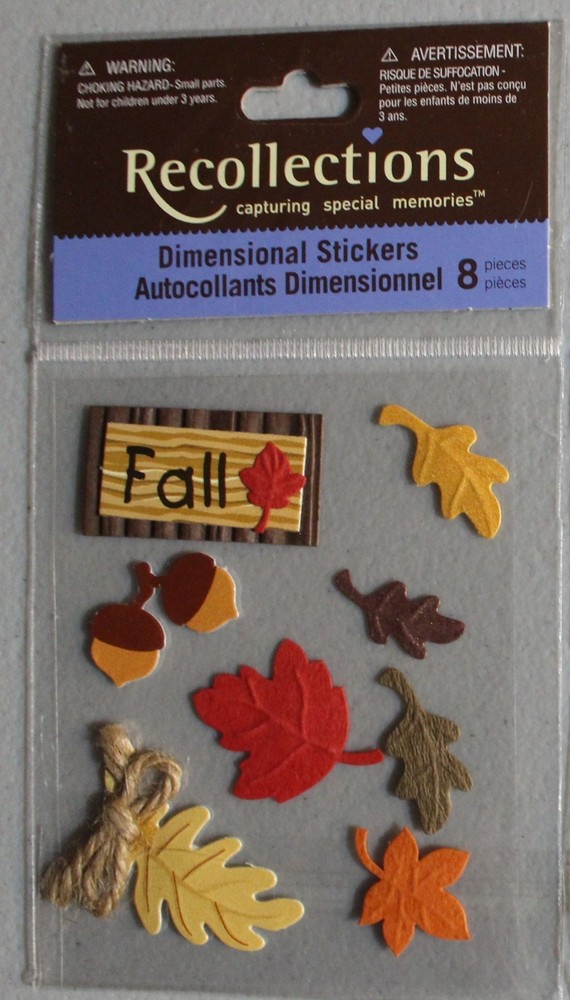 New Recollections scrapbook stickers FALL leaves red yellow orange brown acorns
