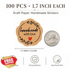 jeecalart Kraft Handmade Stickers 1.7″