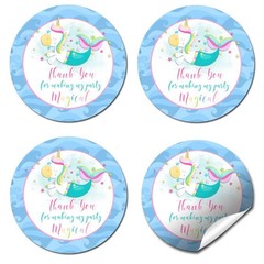 Magical Mermaid Unicorn Themed Thank You Sticker Labels for Girls, 40 2″ Part…