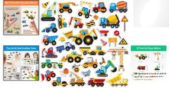 39PCS Construction Vehicle Jelly Stickers – Removable & Reusable Gel Decals