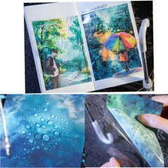 10X Rainy Day Background PET Stickers Journal Card Scrapbook Decorative Collage